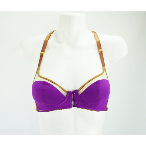 Amber Kai Tailor Bra & Audrie Aileen Thong in Multi-colored Jersey/Rich Lilac