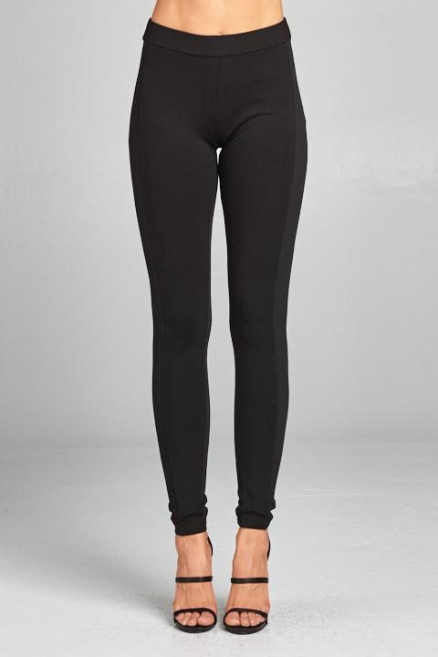 LOGO by Braazi Collection Black Leggings with Matte Leather-like