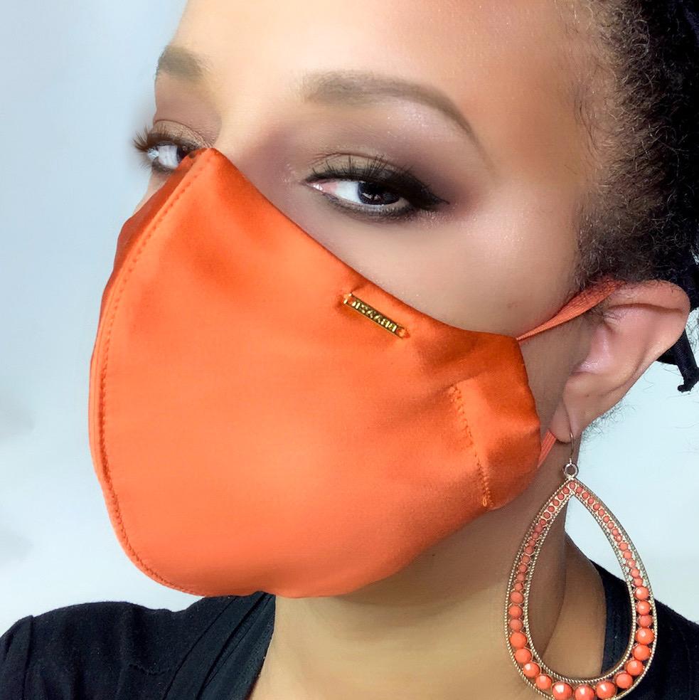 orange silk face mask