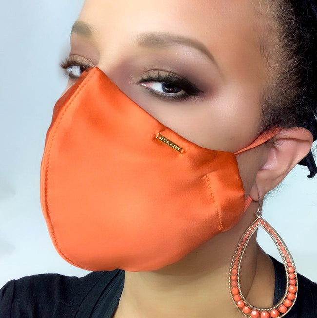 orange silk face mask