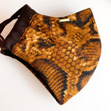 Golden Bronze Snakeskin Print Designer Face Mask Lined With Pocket Washable Reusable