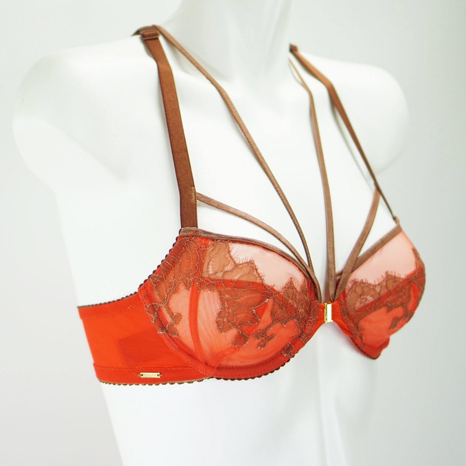 Isabelle Padded Bra with Lace Appliqued Cups Mandarin Orange