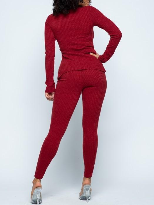 LOGO by Braazi Collection Knit Mock Neck and Legging Lounge Set