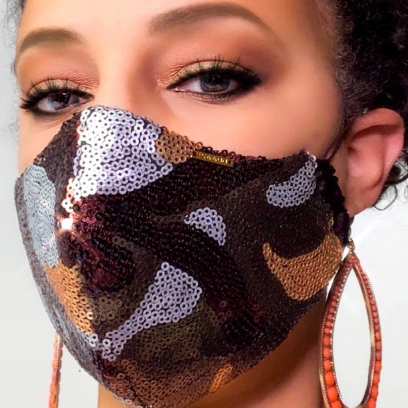 Fashion face mask / mouth cover, big rhinestones, multi-color