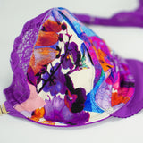 Amber Kai Tailor Unlined Bra with Printed Jersey & Lace Cups|  Purple  |  Racerback