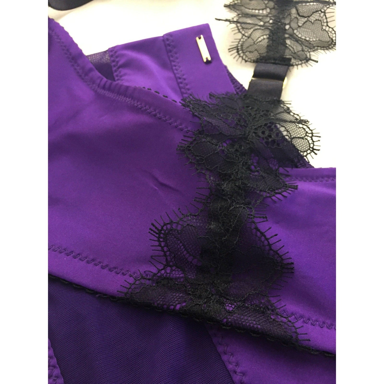 Julianna Lynn Bond Bra & Reesa Faye Highwaisted Pant in Purple with Bronze  Bondage Straps