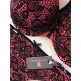 Lingerie Set - Priscilla Kai Tailor Bra_Mikayla Saleem Thong_Salmon Rose_Black_Floral Lace Overlay