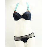 Lingerie Set - Priscilla Ona Wright Bra With Suspender Straps & Lola Kay Hipster In Denim