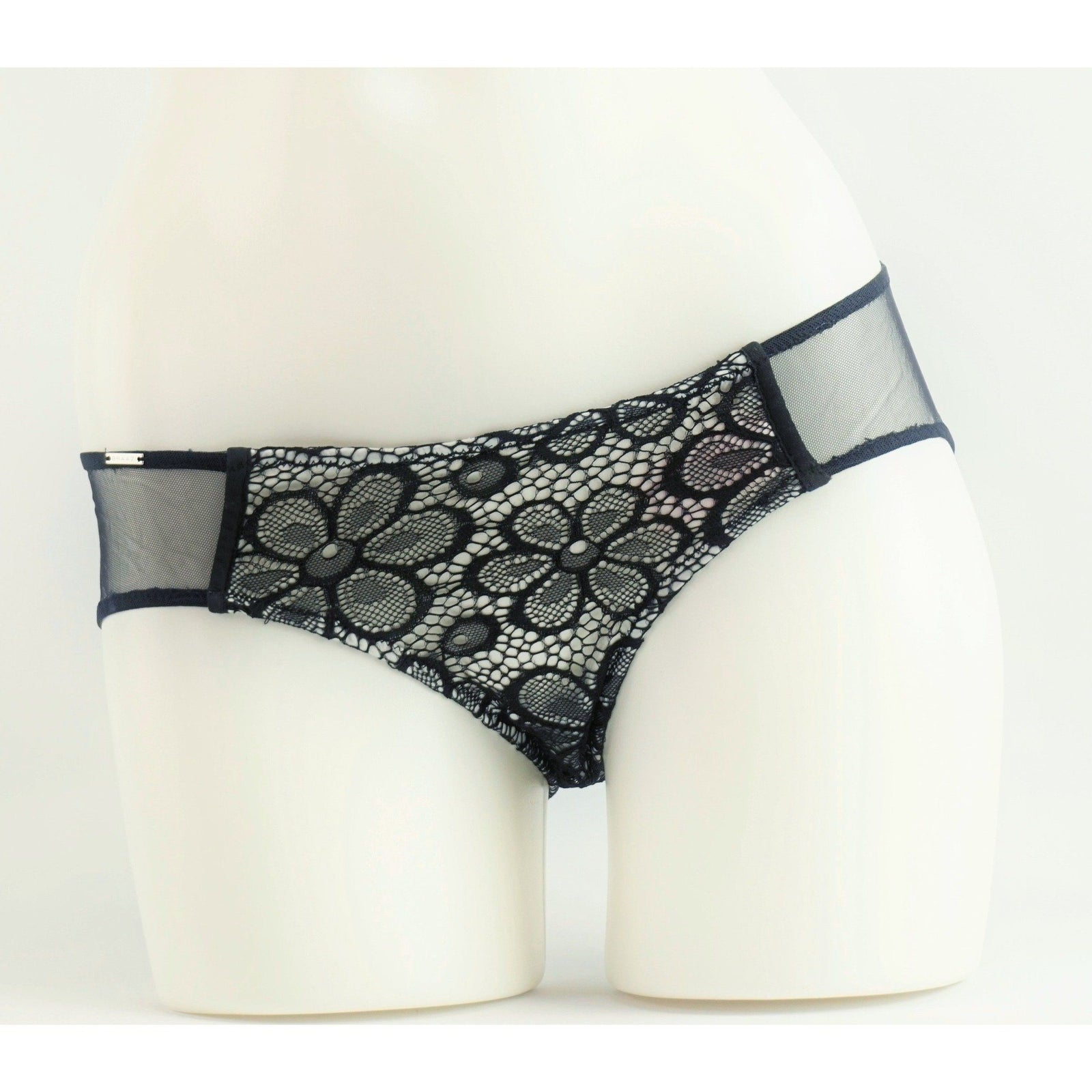 Panties - Meena Kay Panties With Lace Overlay In Black/White