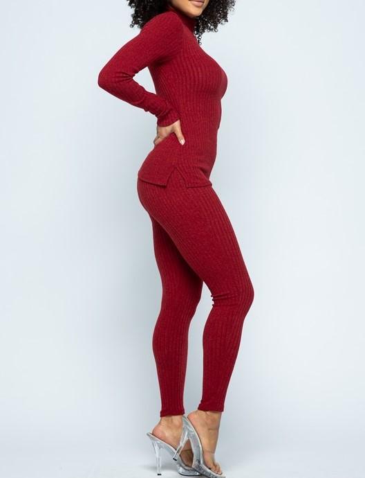 LOGO by Braazi Collection Knit Mock Neck and Legging Lounge Set